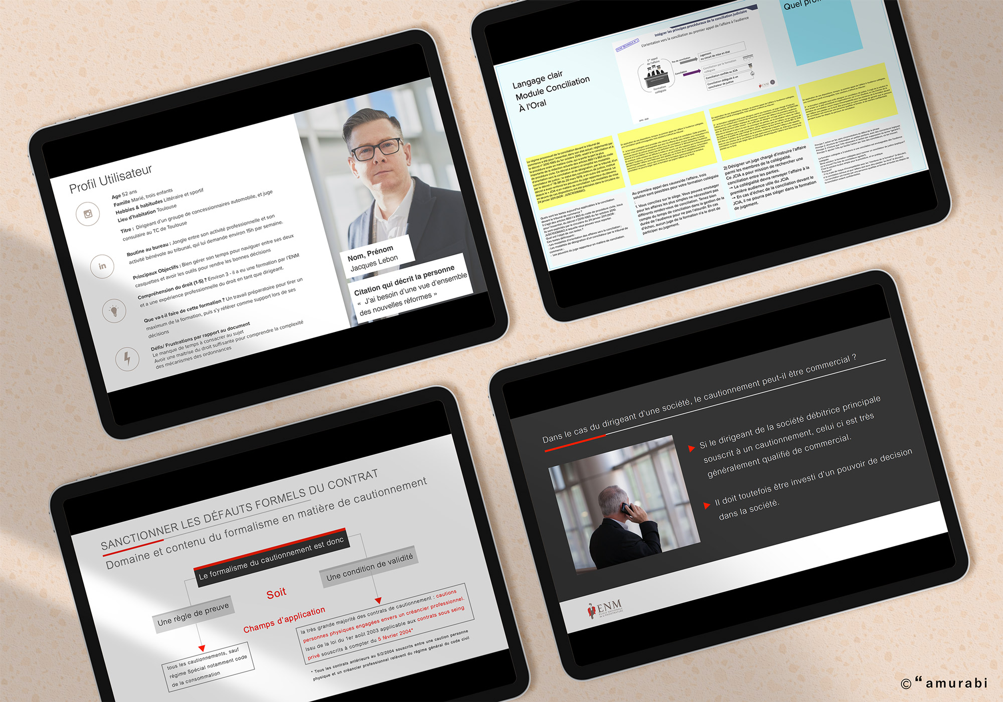 ENM coaching judges instructors Amurabi legal design mockup