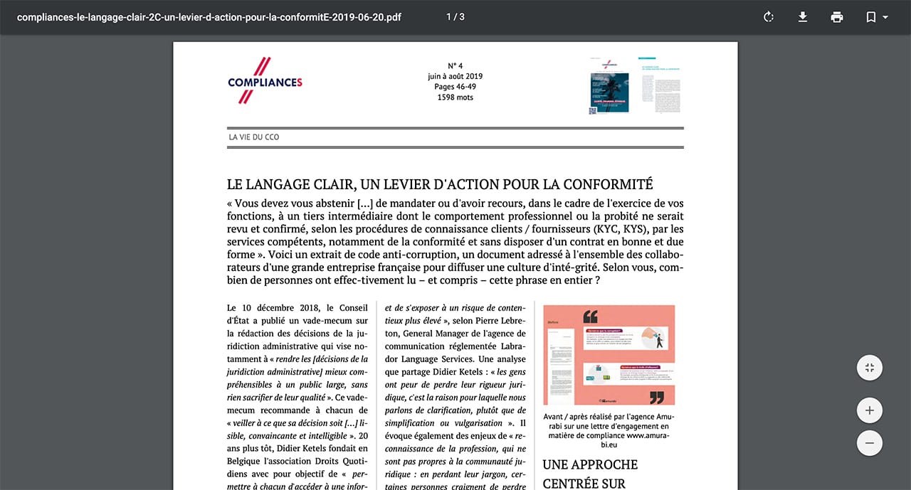 Le langage clair, un levier d'action pour la conformité