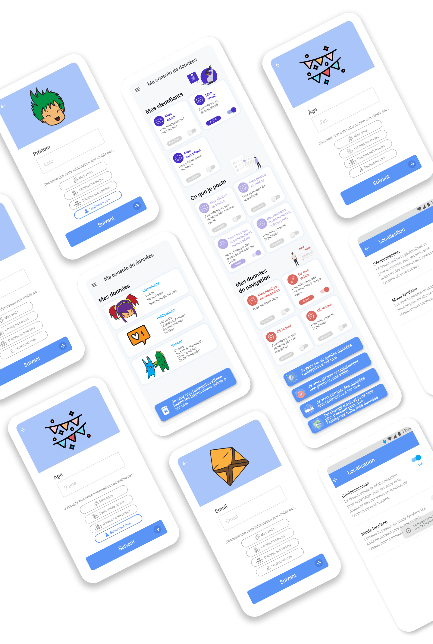 This is the mockup of a project we did with CNIL. How can we create interfaces that make it easier for minors to understand and exercise their rights, and how can we equip designers to do this?